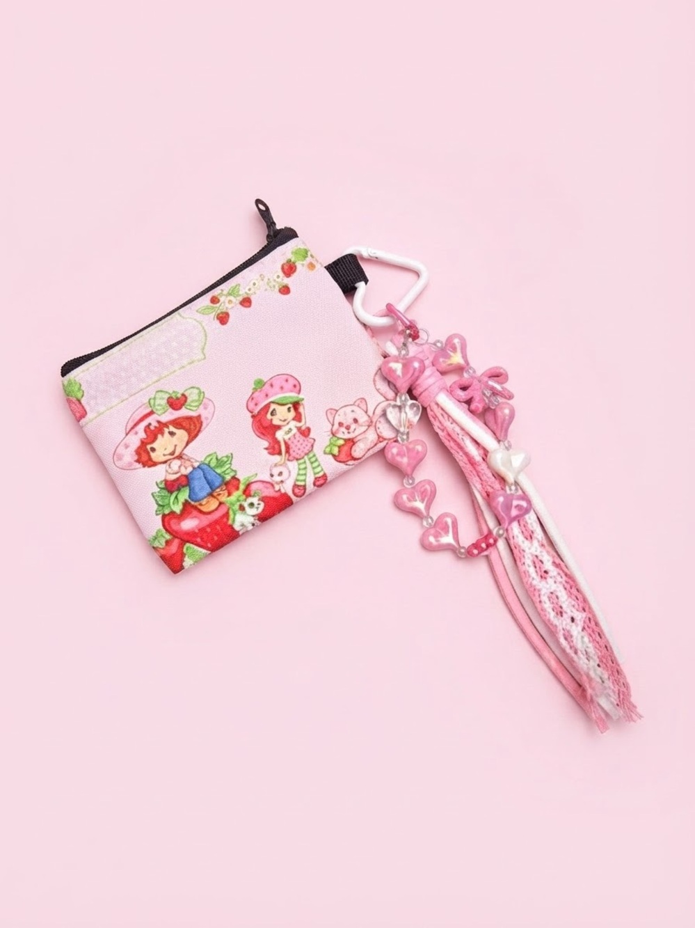 Kids Pink Strawberry Character Coin Pouch with Tassel Charm